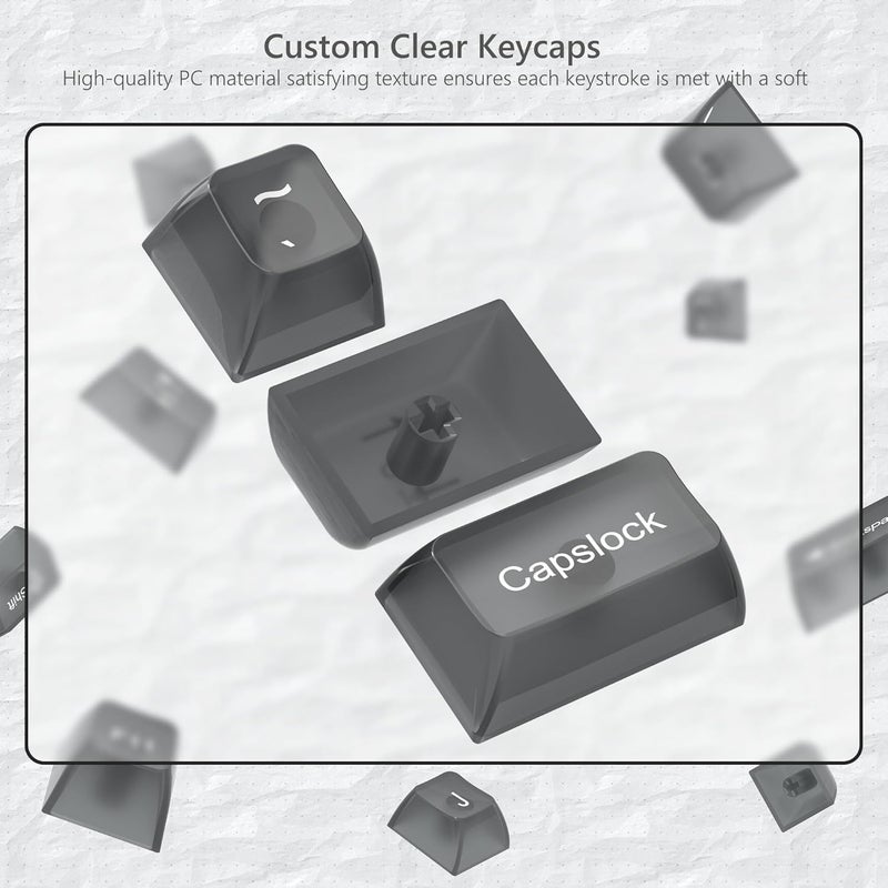 Womier Keyboard Keycaps Jelly, Black Keycaps Clear 60 65 75 100 Percent, Transparent Cute Custom Key Cap Set for Cherry MX, Kailh, Outemu, Gateron Mechanical Keyboards(MDA Profile) - Image 5